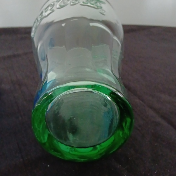 Coca Cola Coke Glassware Drinkware Stained Glass Blue Green Vintage - Picture 6 of 8